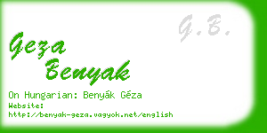 geza benyak business card